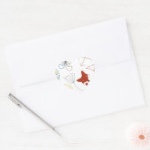 Sticker Cœur Heart Forest Fox Woodland Motif Abstrait (Enveloppe)