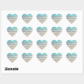 Sticker Cœur Heart Ocean Beach Mariage Merci Sceau (Feuille)