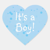 Sticker Cœur Heart Shaped It's a Boy! On Blue Inkspots (Devant)