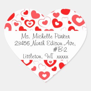 Sticker Cœur Hearts in Hearts Modèle Retourner Adresse Sceau -
