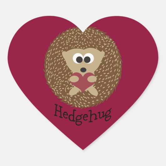 Sticker Cœur Hedgehug mignon hérisson tenant un coeur (Devant)