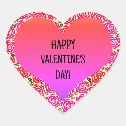 Sticker Cœur Heureuse Sainte-Valentin de Roses Roses Roses Rose (Devant)