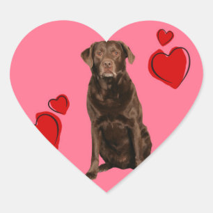 Sticker Cœur Heureuse Sainte-Valentin du chocolat du Labrador