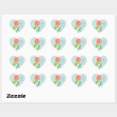 Sticker Cœur Heureuse Sainte-Valentin Love You Rose (Feuille)