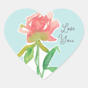 Sticker Cœur Heureuse Sainte-Valentin Love You Rose