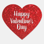 Sticker Cœur Heureuse Sainte-Valentin Red Parties scintillant B (Devant)