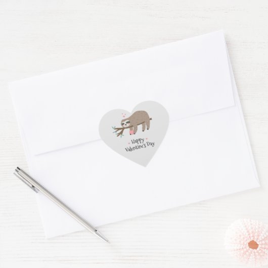 Sticker Cœur Heureuse Sainte-Valentin Sloth (Enveloppe)