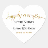 Sticker Cœur Heureux jamais après Mariage de script or moderne (Devant)