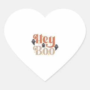 Sticker Cœur Hey Boo Boho Halloween Hey Boo Ghost