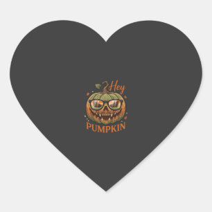 Sticker Cœur Hey Citrouille Halloween Lanterne Jack Lunettes Mo