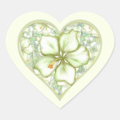 Sticker Cœur Hibiscus & dentelle BLANC (Devant)