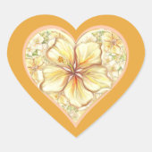 Sticker Cœur Hibiscus & dentelle JAUNE (Devant)