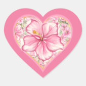 Sticker Cœur Hibiscus & dentelle PINK (Devant)
