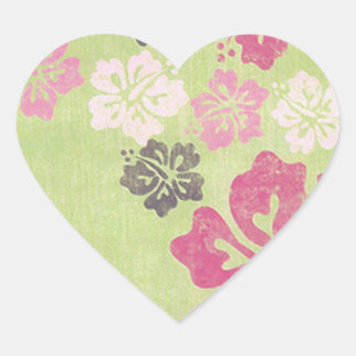 Sticker Cœur Hibiscus vintage