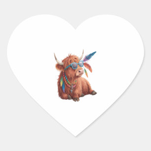 Sticker Cœur Highland Cow Png, Vache Cool Png, Sunglass