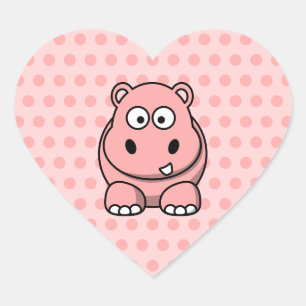 Sticker Cœur Hippo rose mignon