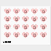 Sticker Cœur Hippopotame rose mignon (Feuille)