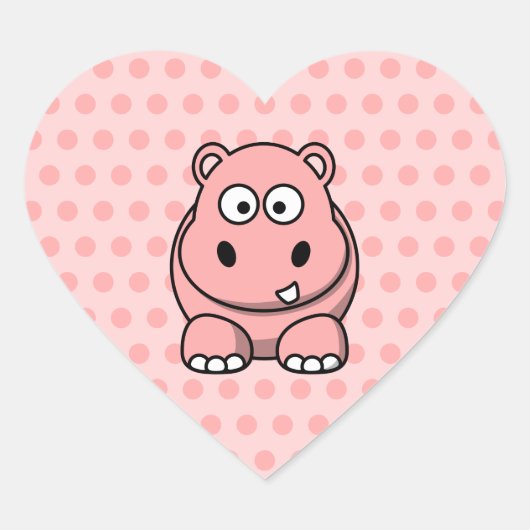 Sticker Cœur Hippopotame rose mignon (Devant)