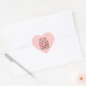 Sticker Cœur Hippopotame rose mignon (Enveloppe)
