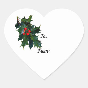 Sticker Coeur Holly Avec Berries