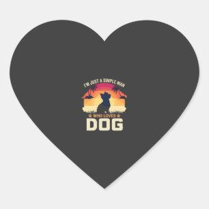 Sticker Cœur Homme Simple Qui Aime Silhouette De Chien Coucher