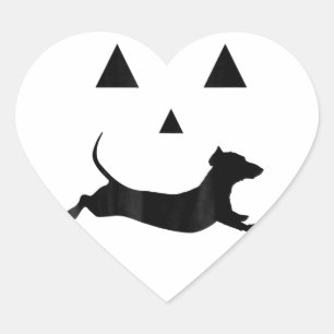 Sticker Cœur Hommes Citrouille Halloween Dachshund Jack-O-Lante