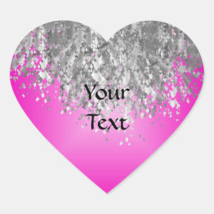 Sticker Cœur Hot pink and faux glitter