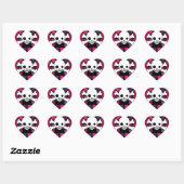 Sticker Cœur Houndstooth & Skulls (Feuille)