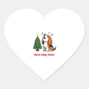 Sticker Cœur Howl-iday Cheer Beagle Avec Un Design D'Arbre De N