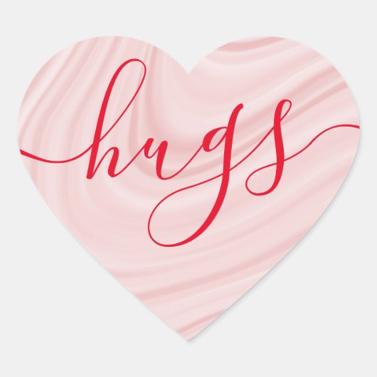 Sticker Cœur Hugs - tourbillons de satin rose Saint Valentin (Devant)