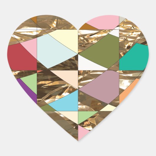 Sticker Cœur Huile d'or couleur Abstraite (Devant)