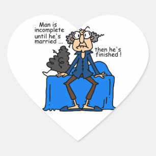 Sticker Cœur Humour de mariage incomplet et terminé
