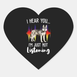 Sticker Cœur Husky Gift | Amusant Husky Sibérien Entendez-Vous