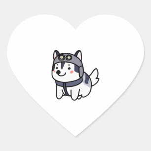 Sticker Cœur Husky Pilot Amoureux des chiens Malamute