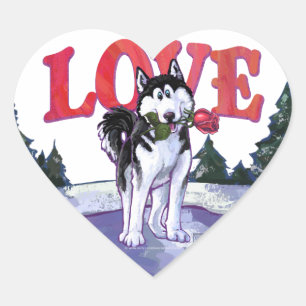 Sticker Cœur Husky Valentine's Day
