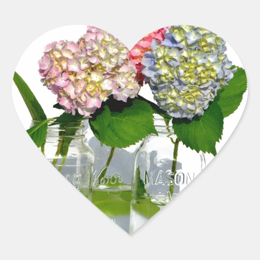 Sticker Cœur Hydrangeas et jarre de Mason (Devant)