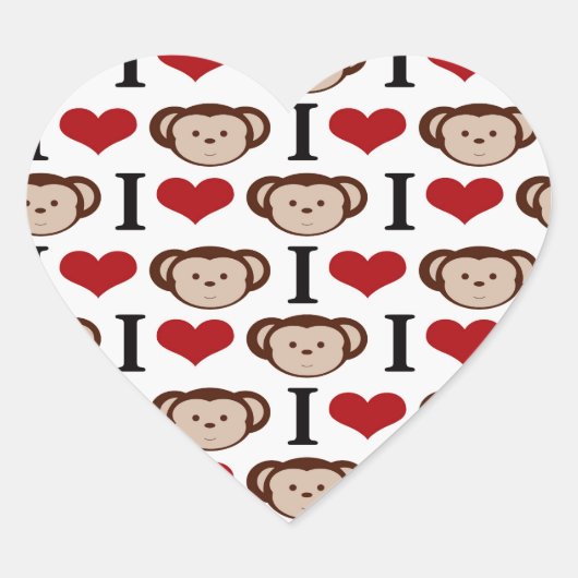 Sticker Cœur I le coeur Monkeys des cadeaux de Valentines de (Devant)