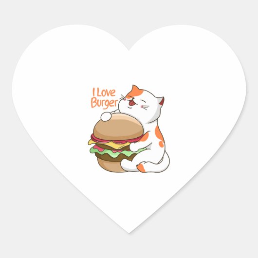 Sticker Cœur I Love Burger (Devant)