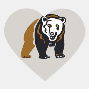 Sticker Cœur I love Grizzly BEARS - Faune - Nature-USA