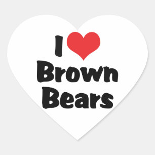 Sticker Cœur I Love Heart Brown Bears
