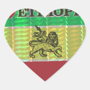 Sticker Cœur I Love Heart Ethiopie : Drapeau Art Motif