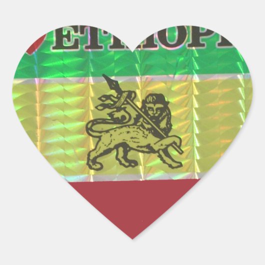 Sticker Cœur I Love Heart Ethiopie : Drapeau Art Motif (Devant)