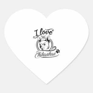 Sticker Cœur I Love My Chihuahua - animal mignon animal animal