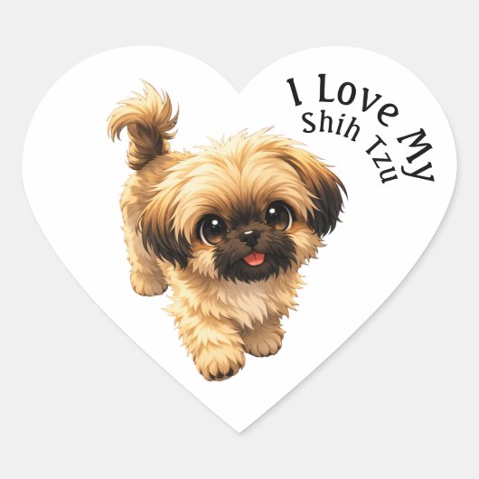 Sticker Cœur I Love My Shih Tzu Dog (Devant)