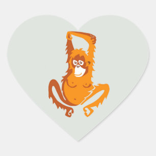 Sticker Cœur I love ORANGUTANS - Graphique original - Nature -