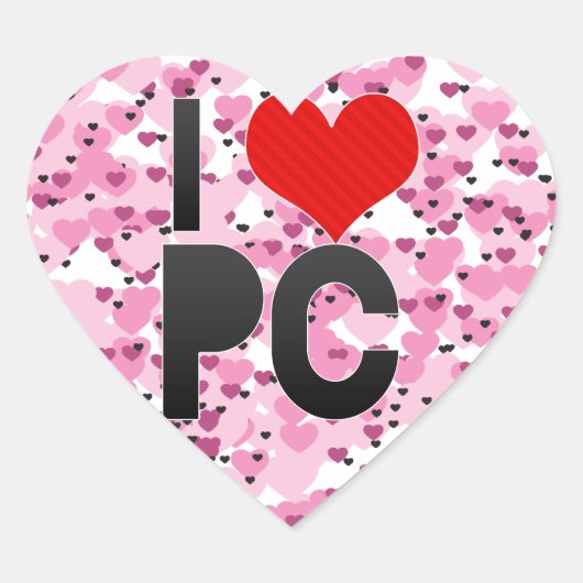 Sticker Cœur I Love PC (Devant)