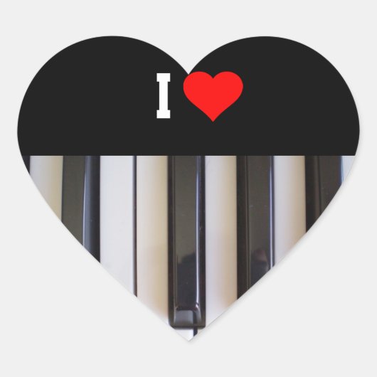 Sticker Cœur I Love Piano (Devant)