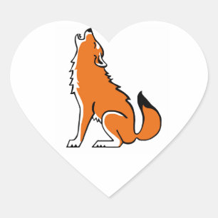 Sticker Cœur I love Red WOLVES - Faune - Nature -