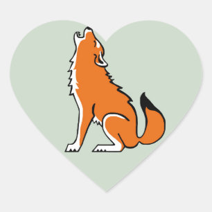 Sticker Cœur I love Red WOLVES - Faune - Nature -