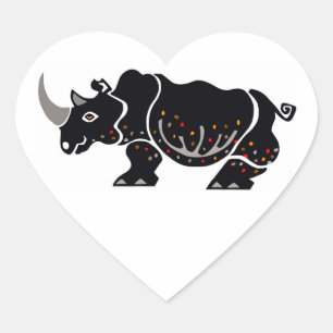 Sticker Cœur I love RHINOS - Faune - Nature - En voie de dispar